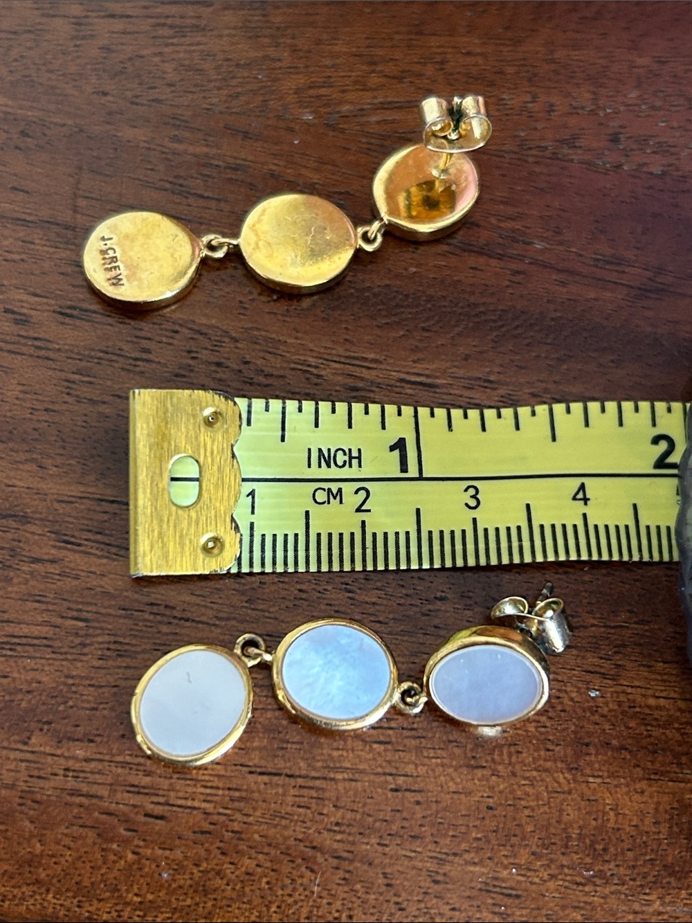 Gold-plated  & Mother-of-Pearl Drop Earrings - Semi-Precious JCrew Earrings.